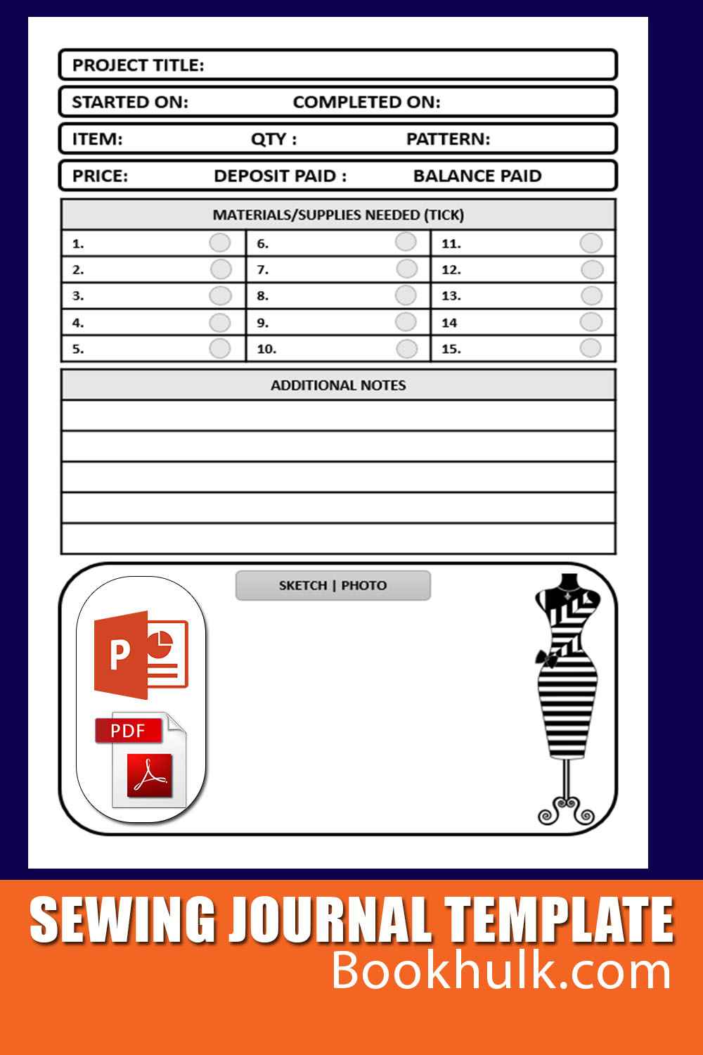 Sewing Journal Planner Printable